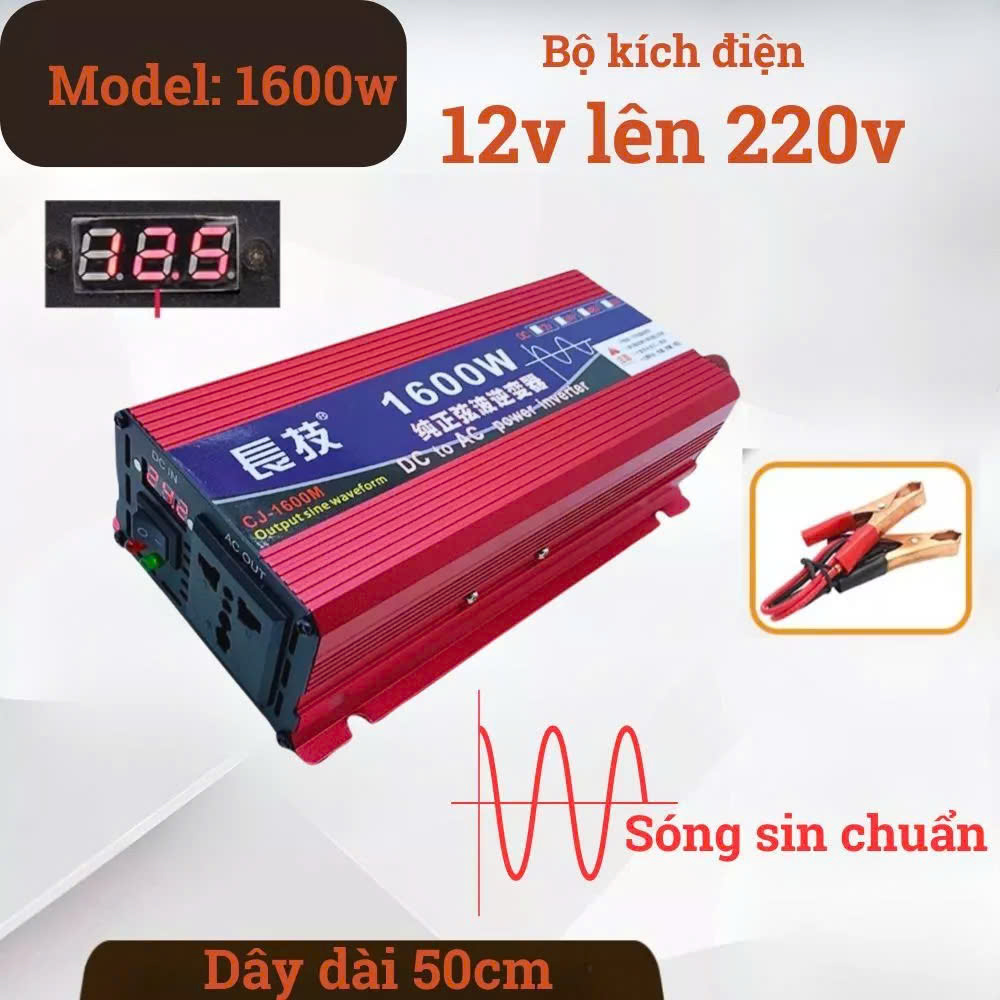Inverter Kích Điện 12V Sang 220V Sóng Sin Chuẩn 1600W – Giải Pháp Dự Phòng Khi Cúp Điện đèn trợ sáng