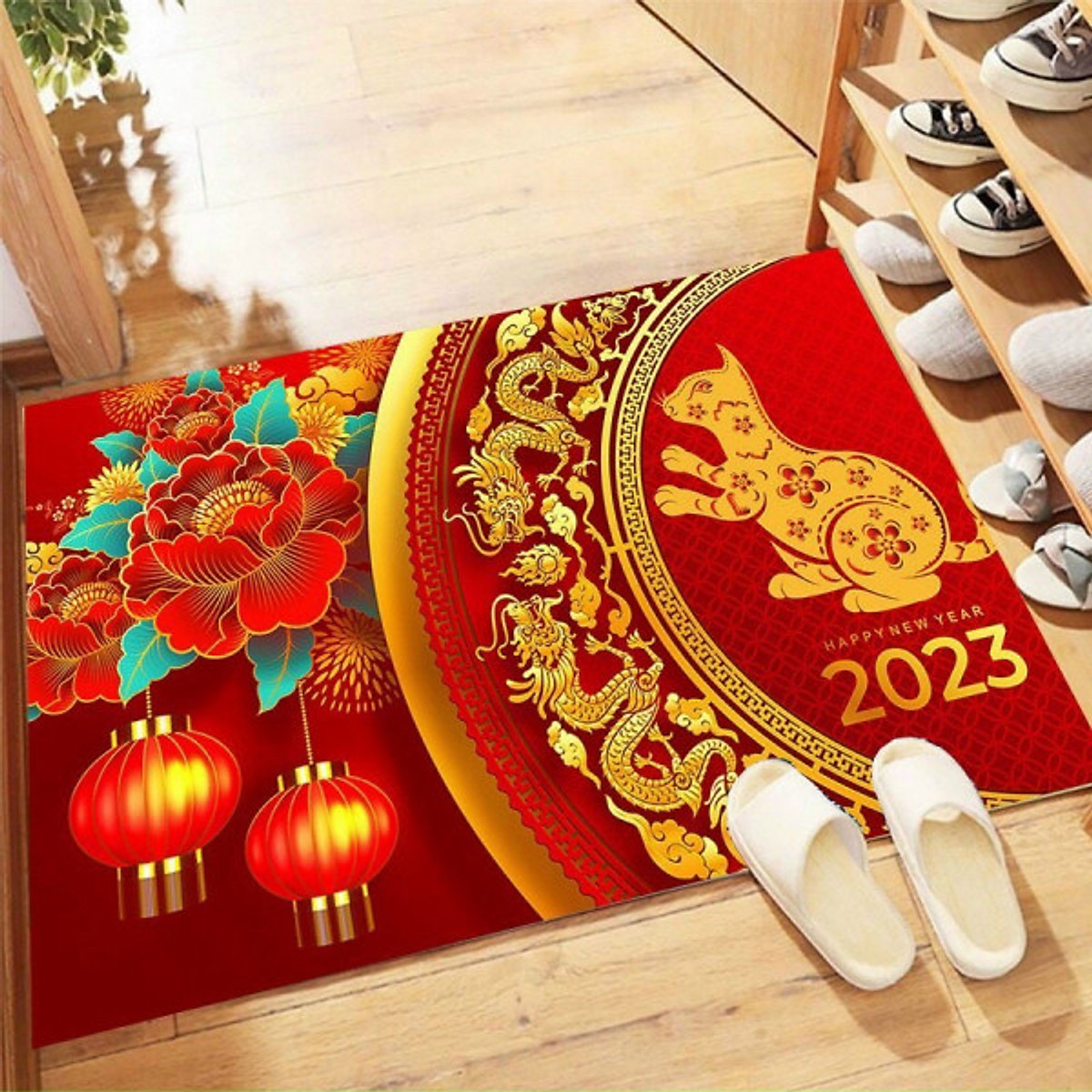 [HÀNG ĐẸP️] Thảm Lau Chân , Chùi Chân Hình Thú 3D Chống Trơn Trượt , Thấm Hút TốT ,Thảm Chùi Chân 3D Sắc Đỏ Đón Tết 60x40cm