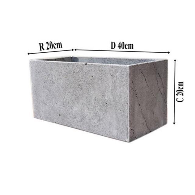 Chậu trồng cây R20xS20xD40cm bằng đá ong xám tự nhiên trồng cây cảnh ban công, sân thượng bền đẹp chịu được mọi thời tiết