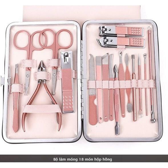 Bộ bấm móng tay hồng 18 chi tiết tiện dụng siêu xinh