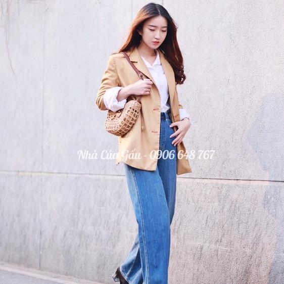 Túi cói khóa da vintage đi chơi, đi biển cực xinh