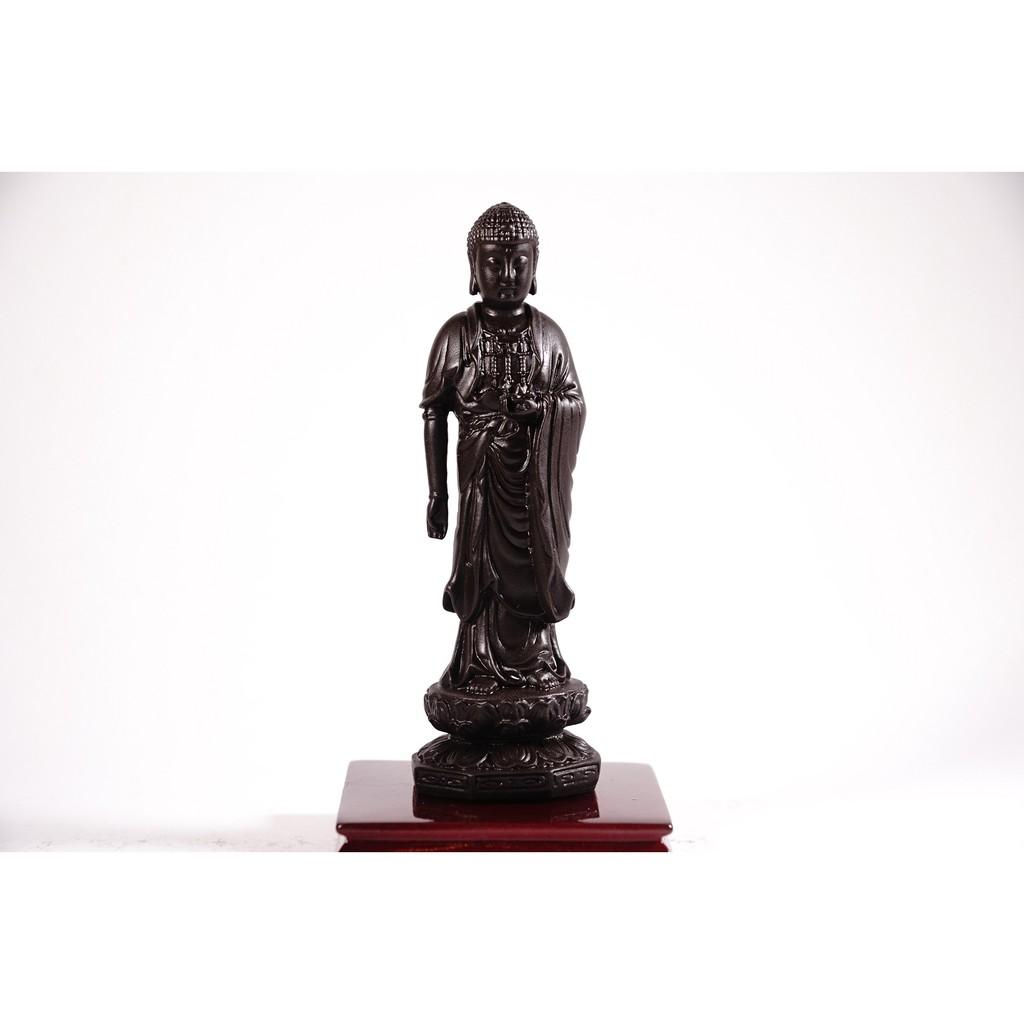Tượng phật A Di Đà đứng có đế nâu đất - Cao 13cm