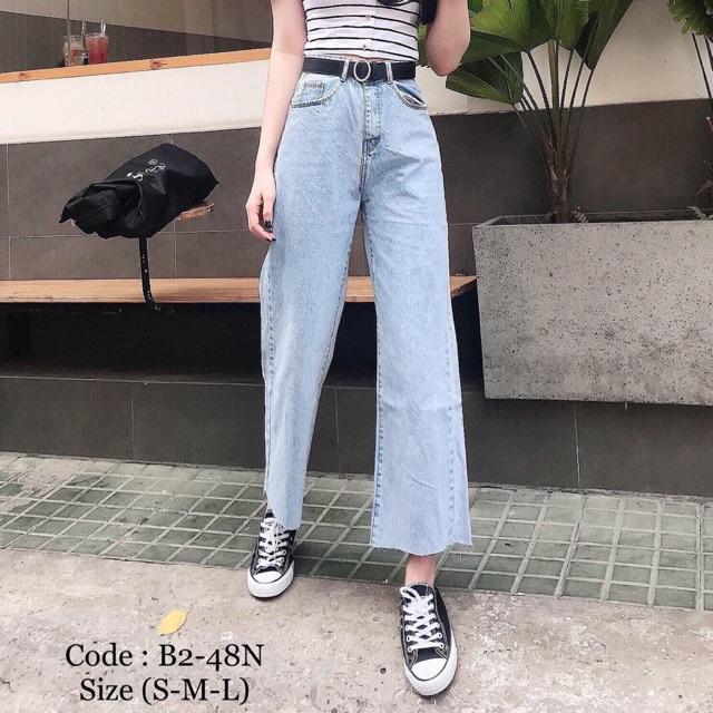 Quần Baggy JEANS ống suông lưng cao