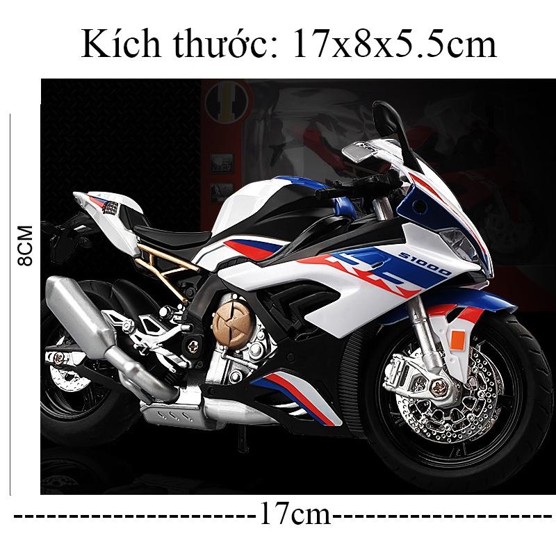 Mô hình xe mô tô BMW S1000rr bằng hợp kim nguyên khối có nhạc và đèn tỷ lệ 1:12