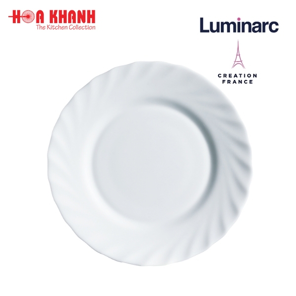Đĩa Thủy Tinh Luminarc Diwali Trianon Trắng 20cm đựng thức ăn, kháng vỡ, cường lực - Bộ 3 đĩa - N3647