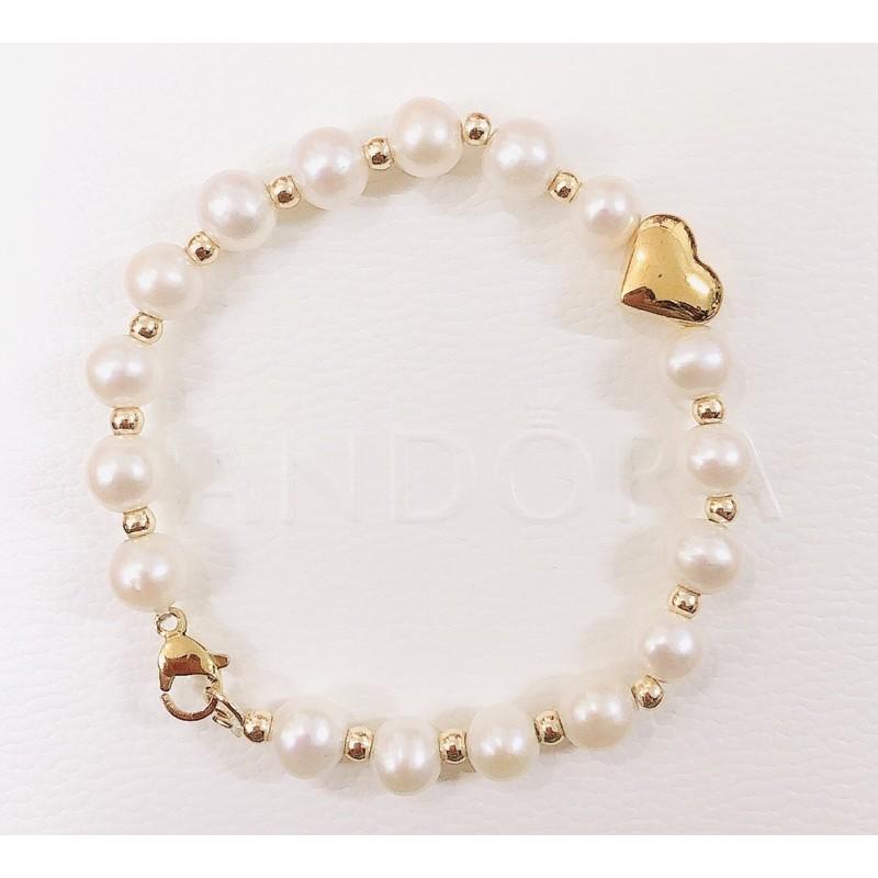 Vòng Tay Hạt Ngọc Trai Thật Nước Ngọt 6-7ly Mix Charm Trái Tim - Trường Thịnh Ngọc Trai