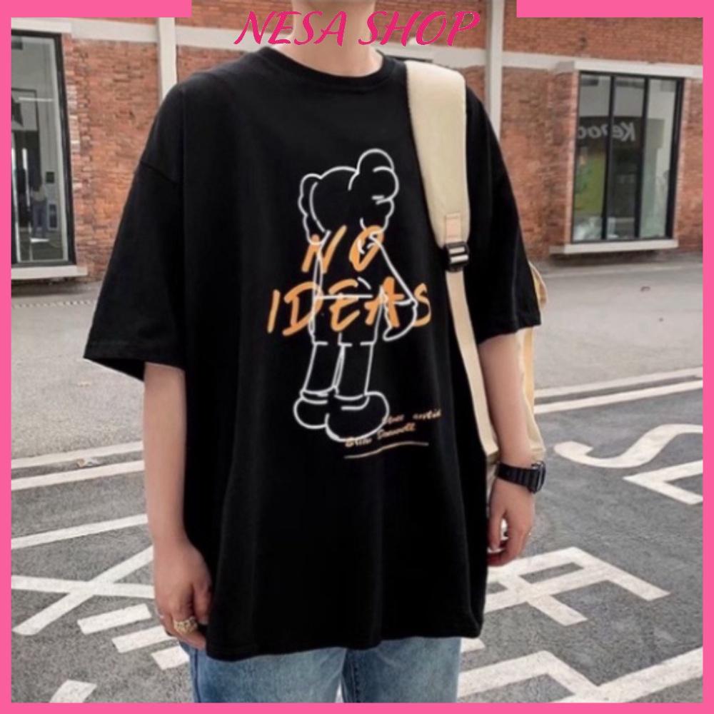 Áo thun unisex nam nữ form rộng tay lỡ NO IDEAS freesize 40-70kg, áo phông nam nữ NeSa Shop