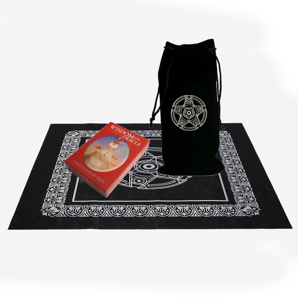 Combo Bộ Bài Boardgame Bói Toán Wisdom of the Oracle Divination Cards Cao Cấp và Túi Nhung Đựng Tarot và Khăn Trải Bàn Tarot