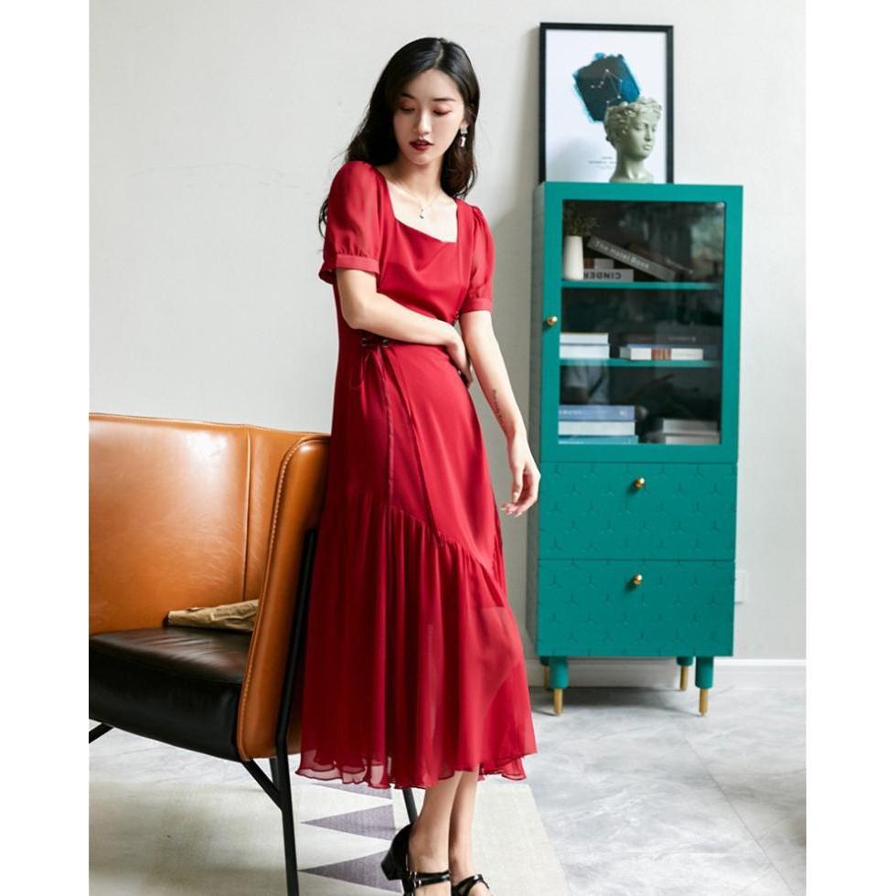 Đầm Đỏ Dây Đan Hepburn - phong cách Retro - Hàng Cao Cấp