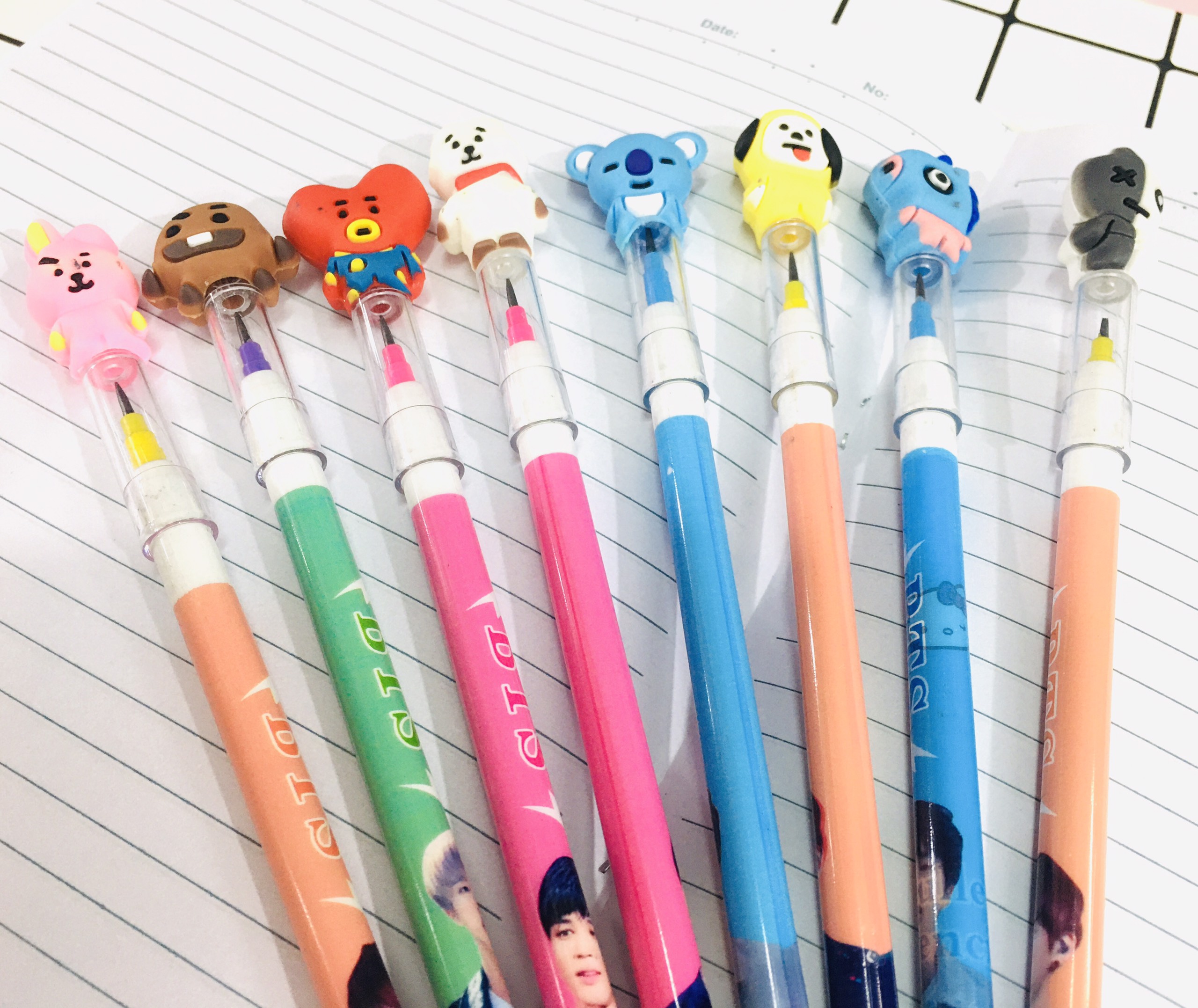 Set 5 Bút chì khúc BTS đầu BT21