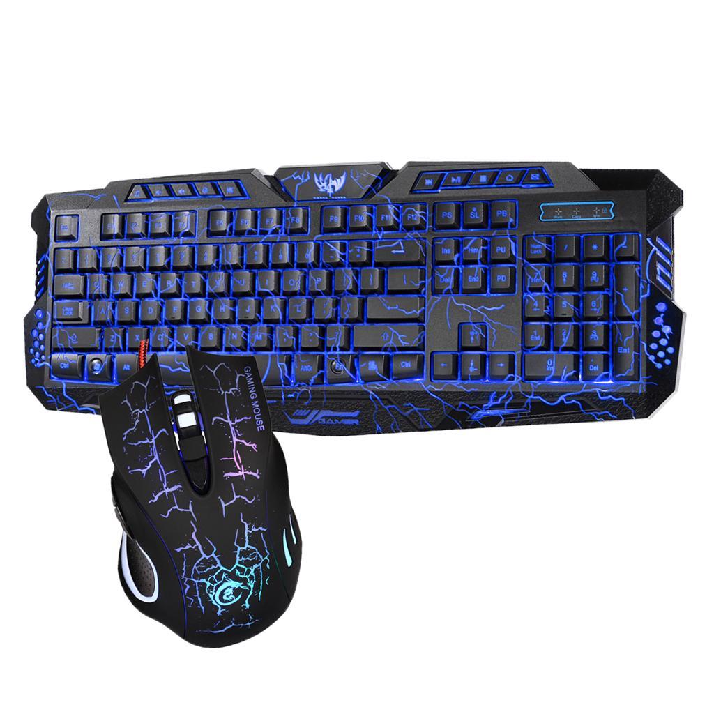 J10 English Character Backlight Cracked Gaming Mouse Keyboard Combo Set
