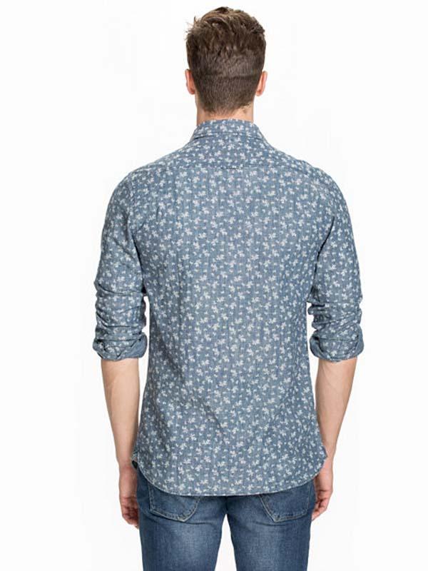 Áo Sơ Mi Nam JASCH Denim Florals Slim Fit Shirt - SIZE M/L