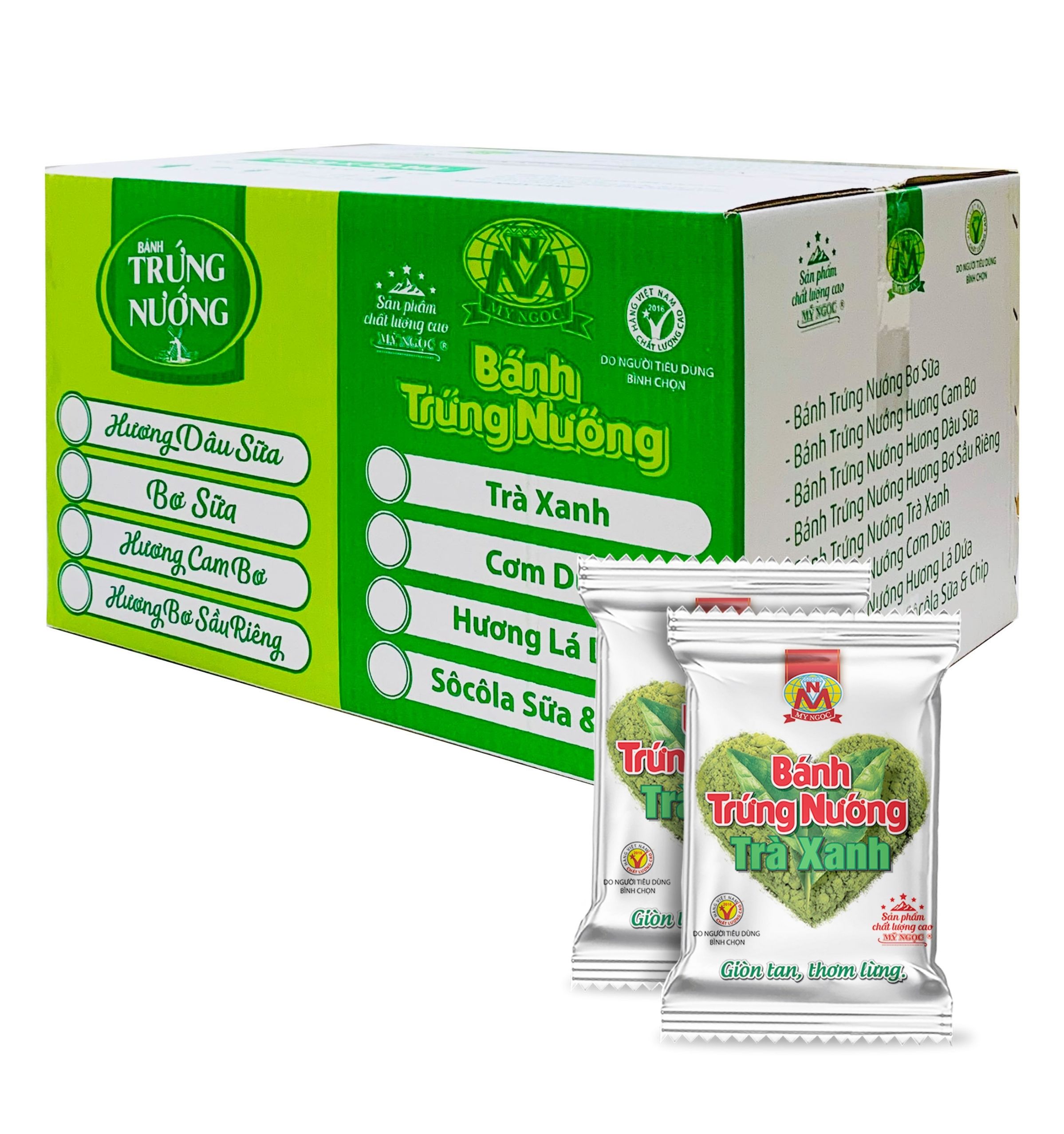 1Kg Bánh trứng nướng TRÀ XANH matcha sữa tươi MỸ NGỌC