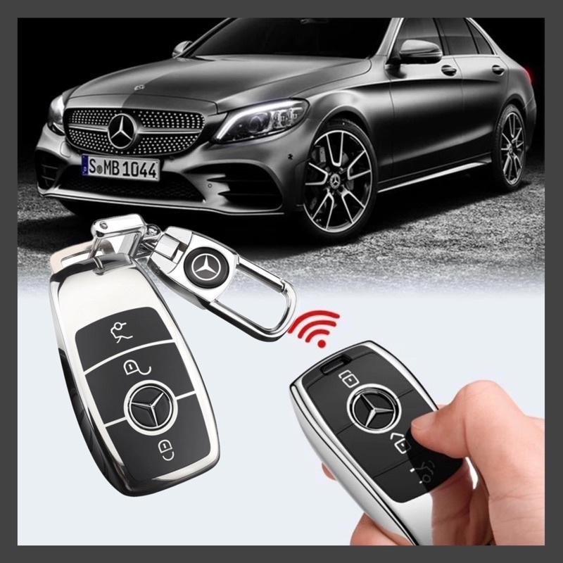 Móc khóa kèm ốp bảo vệ chìa khóa xe Mercedes C200 E200 C250 350 450 nhựa mềm TPU tráng gương.
