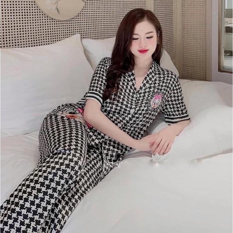 BỘ PIJAMA LỤA SATIN  LỤA CAO CẤP CARO VỊT