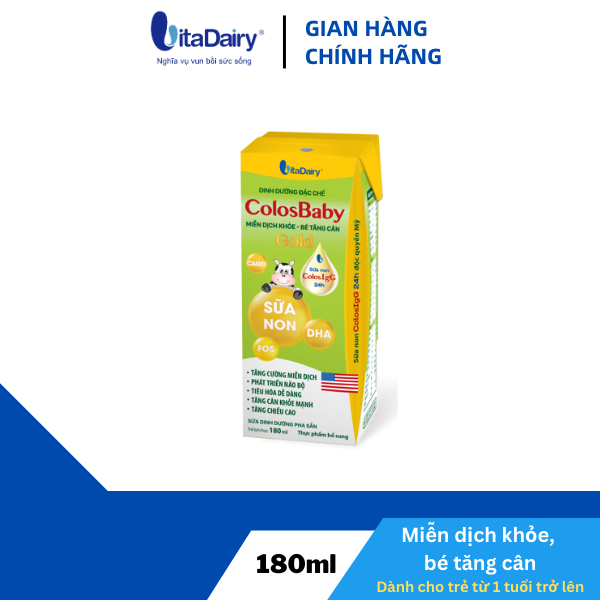 SBPS Colosbaby Gold giúp bé tăng cân, miễn dịch khỏe, phát triển toàn diện / lốc 4 hộp 180ml - VitaDairy