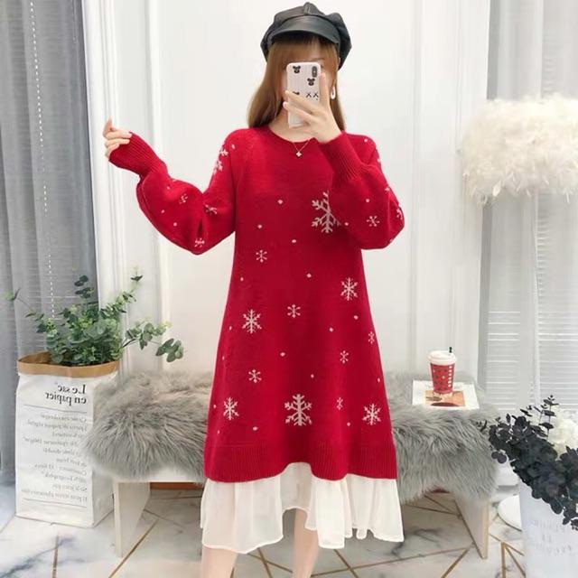 Váy len cao cấp cho mẹ bầusẵn hàng màu đỏ