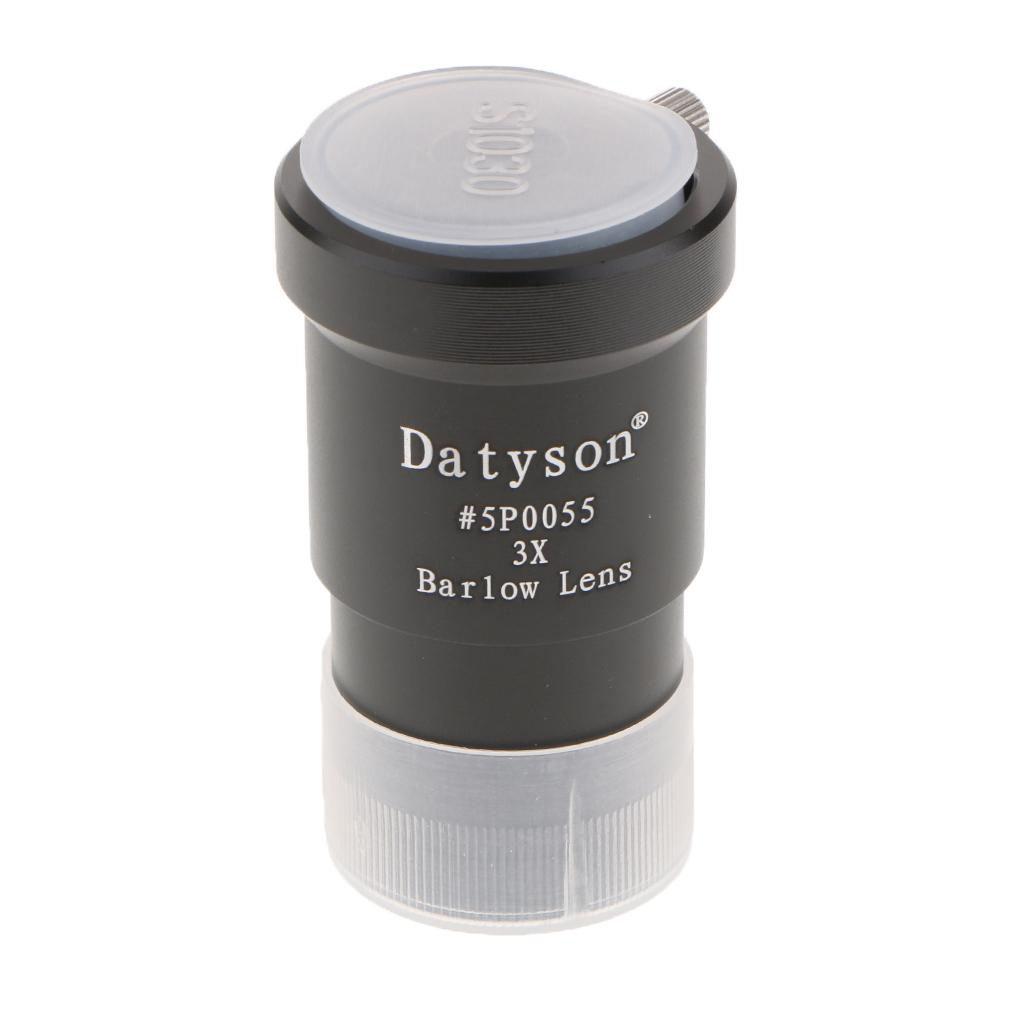 1.25" 3X Magnification Barlow Lens Metal Design for Telescope Eyepiece Black