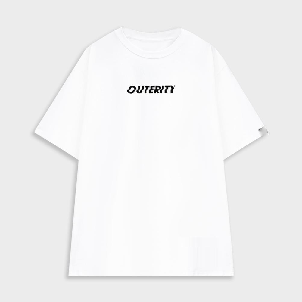 Áo thun stee nam nữ unisex tay lỡ form rộng in chữ OUTERITY vải cotton màu đen và trắng TOP Trending