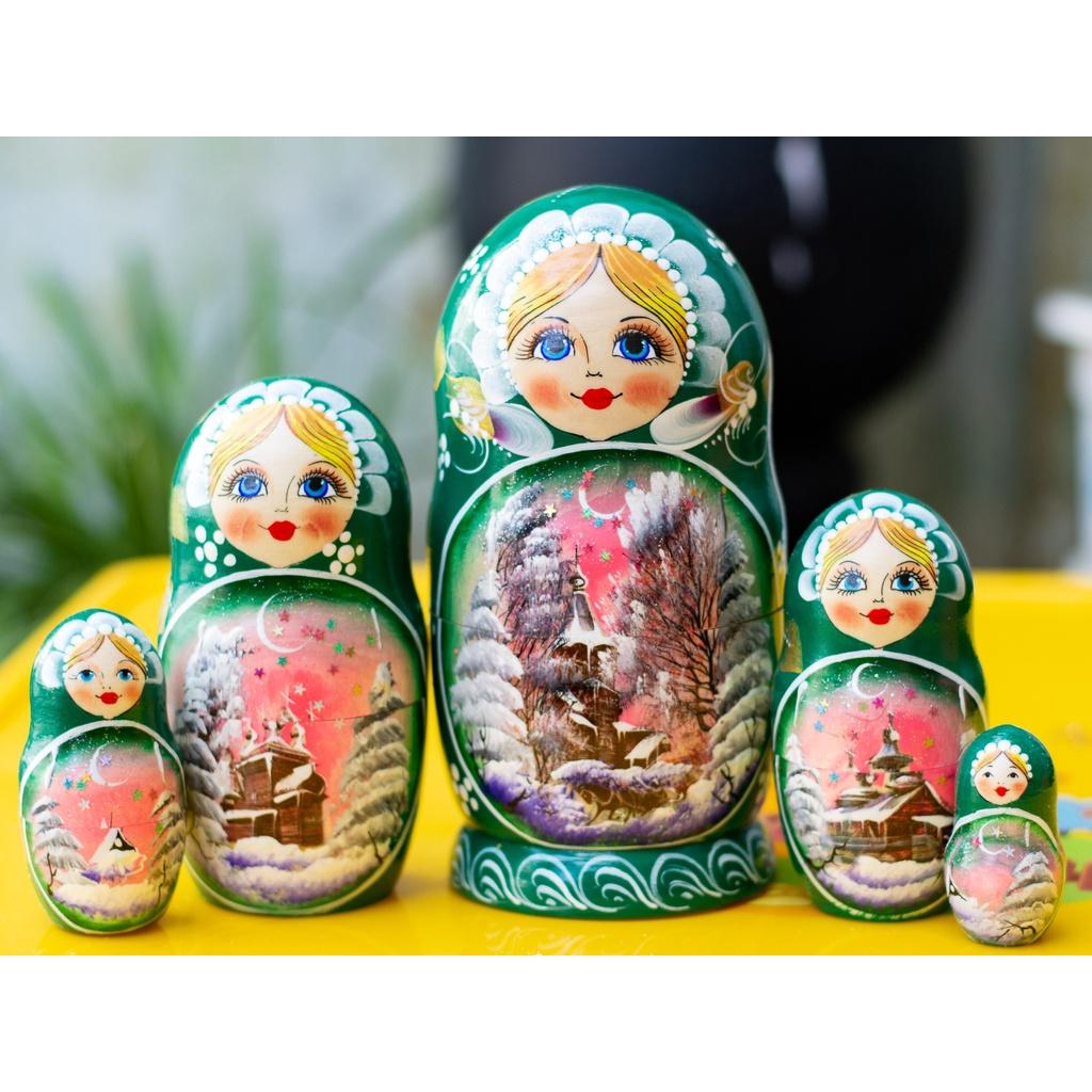 (RẤT ĐẸP VÀ ĐỘC ĐÁO) BỘ BÚP BÊ NGA MATRYOSHKA 5 LỚP 18CM QUÀ LƯU NIỆM 