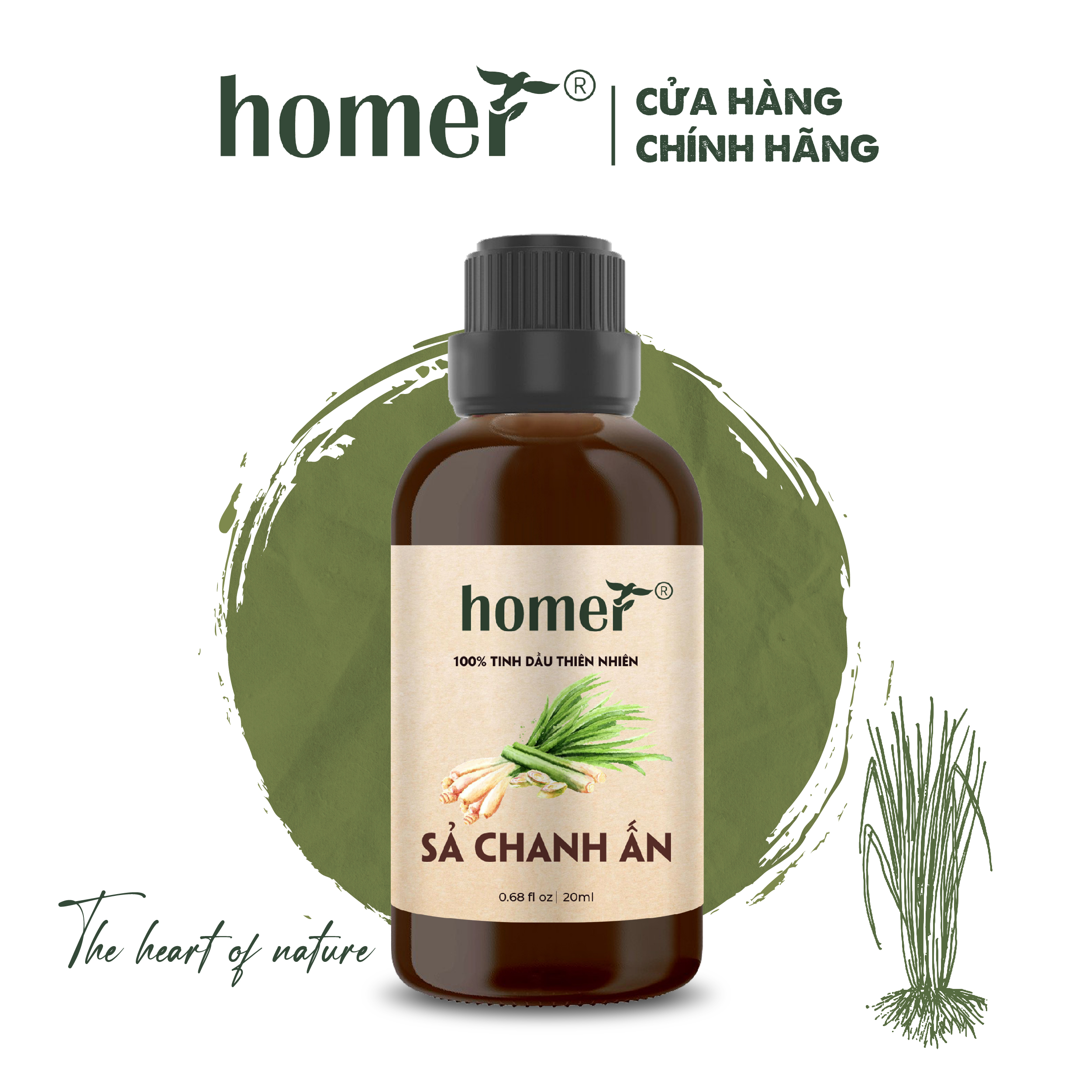 Tinh Dầu Sả Chanh Ấn Homer 100ml - Chính Hãng, Đạt Chuẩn Kiểm Định Cao Cấp - Tinh Dầu Xông Thơm Phòng, Thư Giãn, Khử Mùi hiệu quả