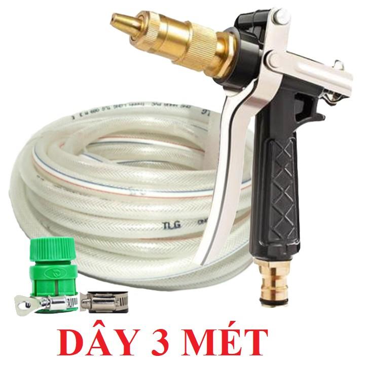 ️ Bộ dây vòi xịt nước rửa xe, tưới cây , tăng áp 3 lần, loại 3m, 5m 206236Dđầu đồng, đai+ túi đựng bút