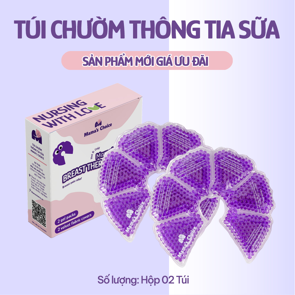 Túi Chườm Ngực Mama's Choice, Chườm Nóng Lạnh Giúp Mẹ Thông Tắc Tia Sữa, Kích Sữa, Giảm Đau Ti Hiệu Quả, Hộp 2 Túi