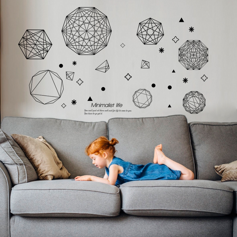 Decal dán tường Những khối hình đen Trang trí quán đẹp