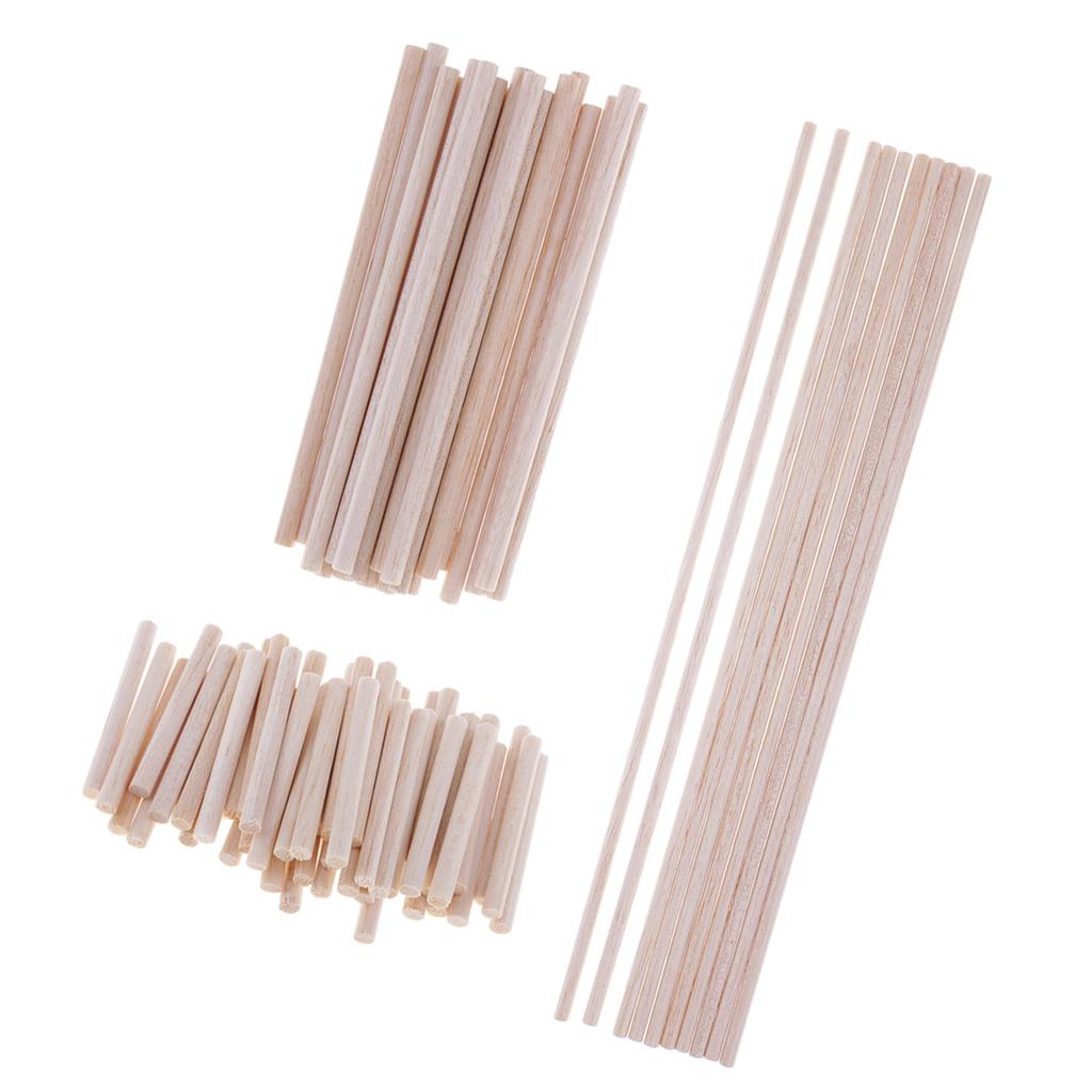 80 Chiếc Balsa Gậy Gỗ Gỗ Dowel Thanh Đường Kính 5 Mm Thủ Công Chưa Hoàn Thành Gỗ Tự Nhiên-50 Mm/ 120 Mm/300 Mm