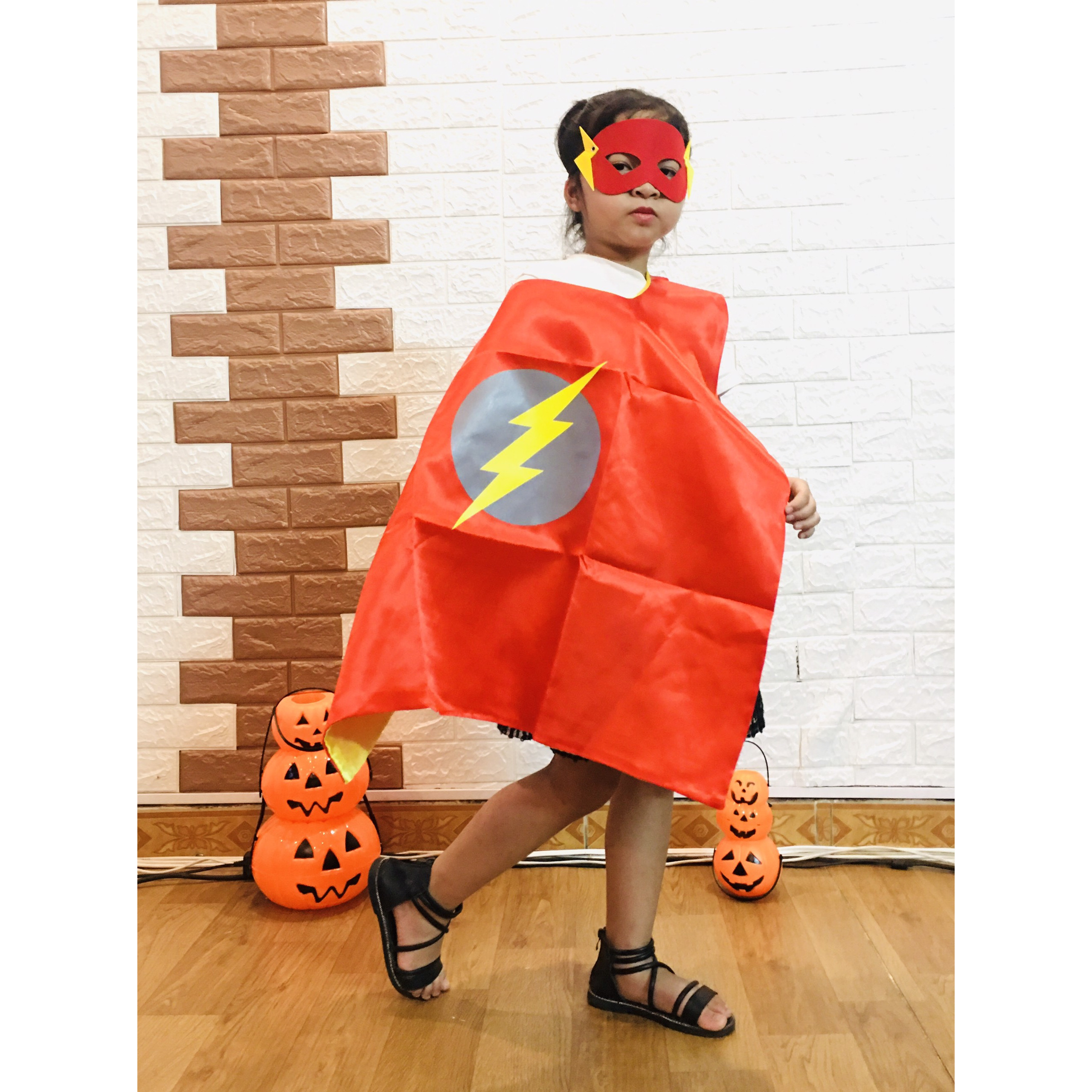 Set áo choàng kèm mặt nạ siêu anh hùng, siêu nhân hóa trang halloween