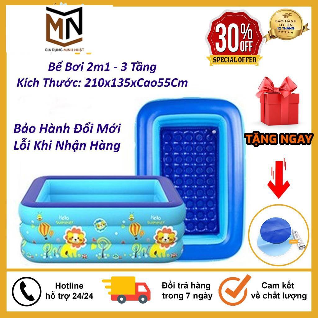 Bể Bơi Phao Kích Thước 2M1 ( 210x135xCao55Cm ) 3 Tầng Cho Bé, Hàng Loại 1 Có Đáy Chống Trượt, An Toàn Khi Sử Dụng