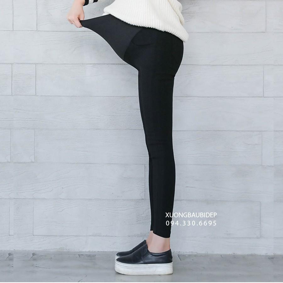 Quần bầu legging hiện đại có đỡ bụng (chun và khuy điều chỉnh bụng)