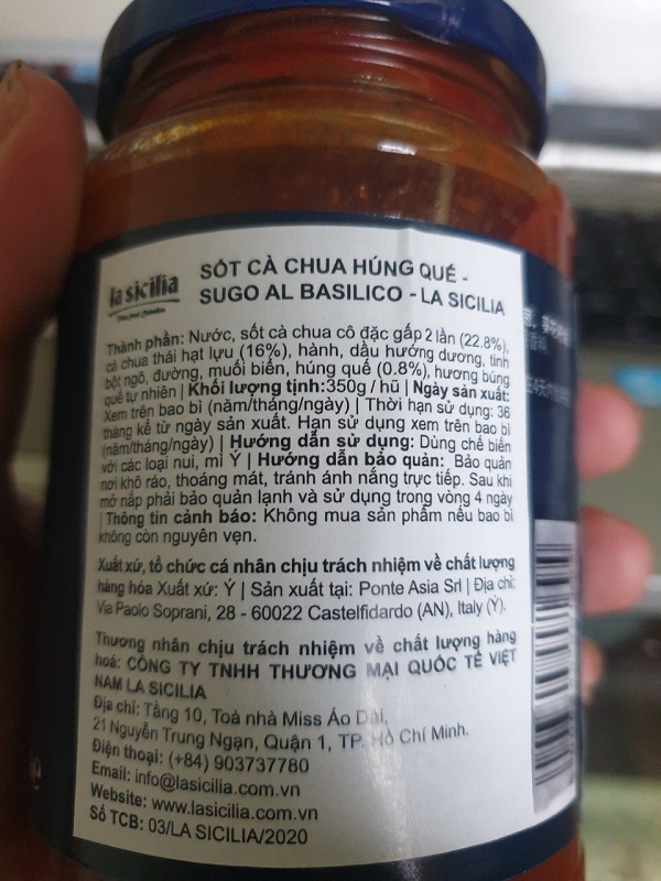 Sốt cà chua và nấm La Sicilia 350g - nguyên liệu không thể thiếu của Mì Ý