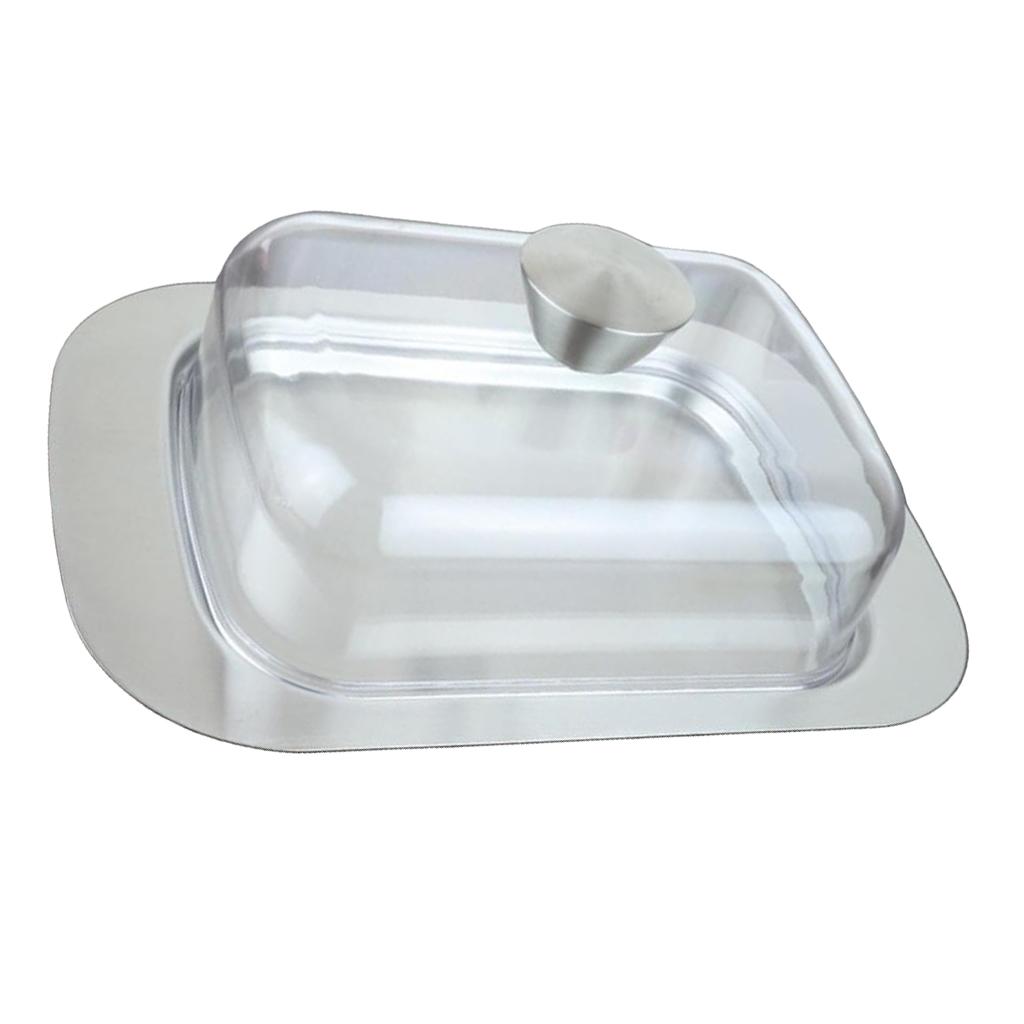 Stainless Steel Covered Butter Dish, Butter Serving Tray With Lid, Food Storage Container & Organizer Bins For Party Countertop