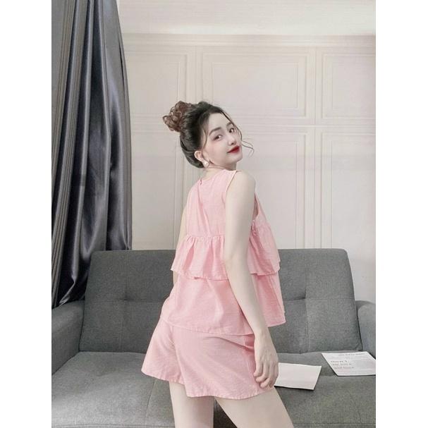 Đồ Ngủ Nữ, Đồ Bộ Mặc Nhà Nữ, Đồ Ngủ đũi Nữ, Đồ Bộ Baby Doll, chất vải đũi Quảng Châu, Freesize < 58kg