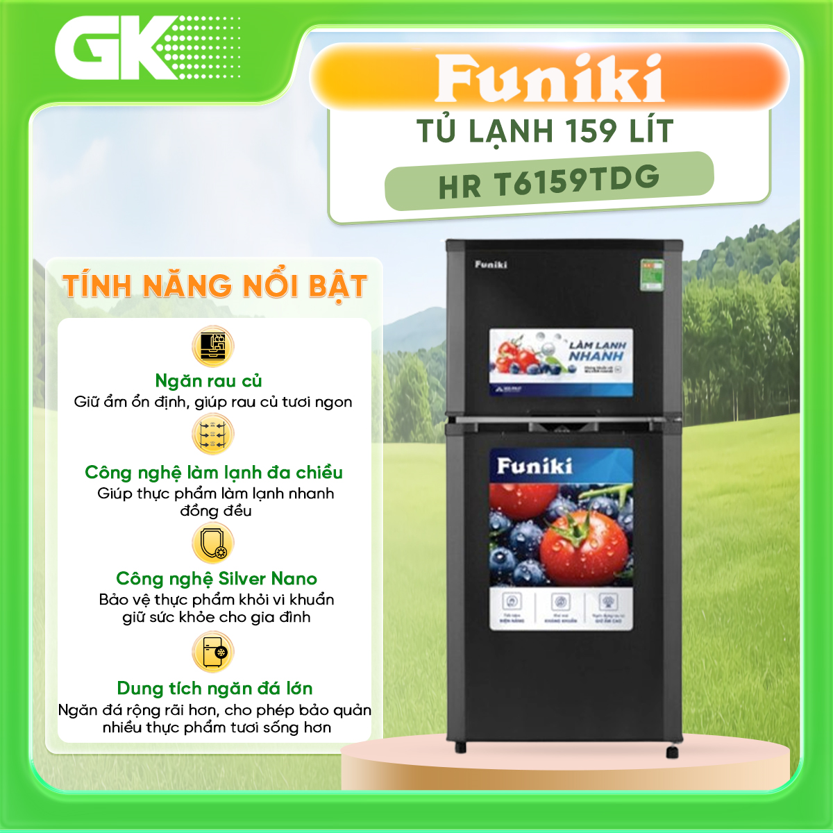 HR T6159TDG - Tủ Lạnh Funiki 159 Lít HR T6159TDG - Hàng Chính Hãng - Chỉ Giao Hồ Chí Minh