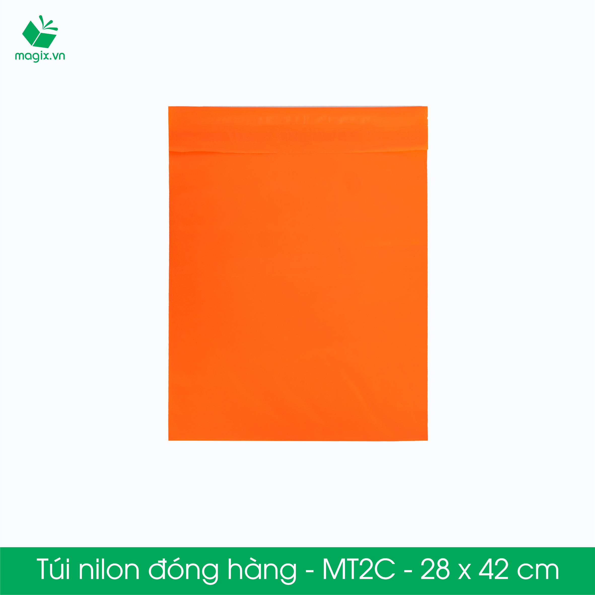 MT2C - 28x42 cm - Túi nilon gói hàng - 300 túi niêm phong đóng hàng màu cam