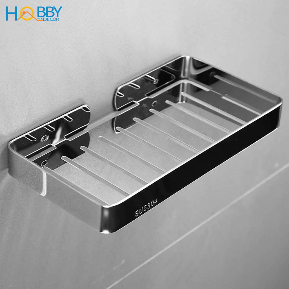 Khay đựng xà bông cục HOBBY Home Decor SB7 màu đen dán tường hoặc khoan - chuẩn Inox 304 không rỉ sét