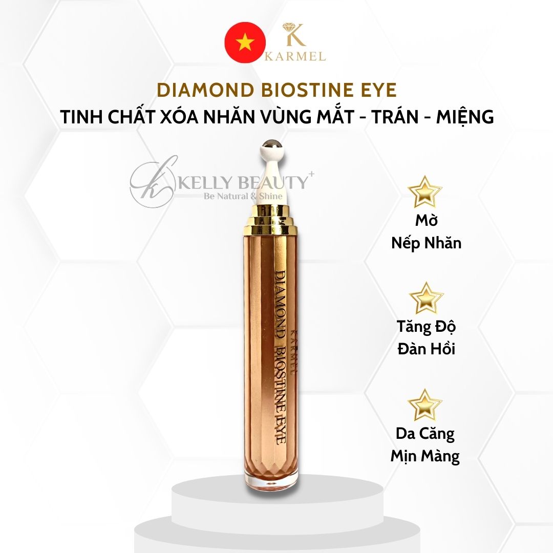 Karmel Diamond Biostine Eye – Tinh Chất Làm Mờ Nếp Nhăn Vùng Mắt Trán Miệng; Chống Lão Hóa, Đàn Hồi Da | Kelly Beauty