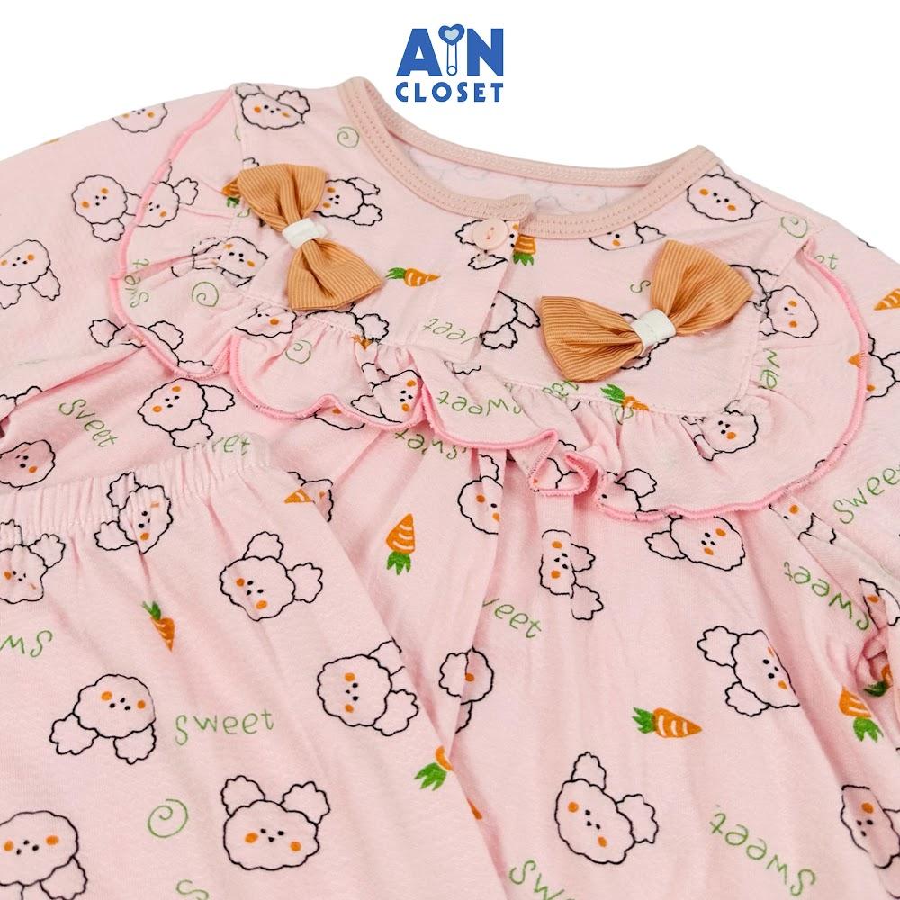 Bộ quần áo Dài bé gái họa tiết Gấu Xù Hồng thun cotton - AICDBGVVFLAL - AIN Closet