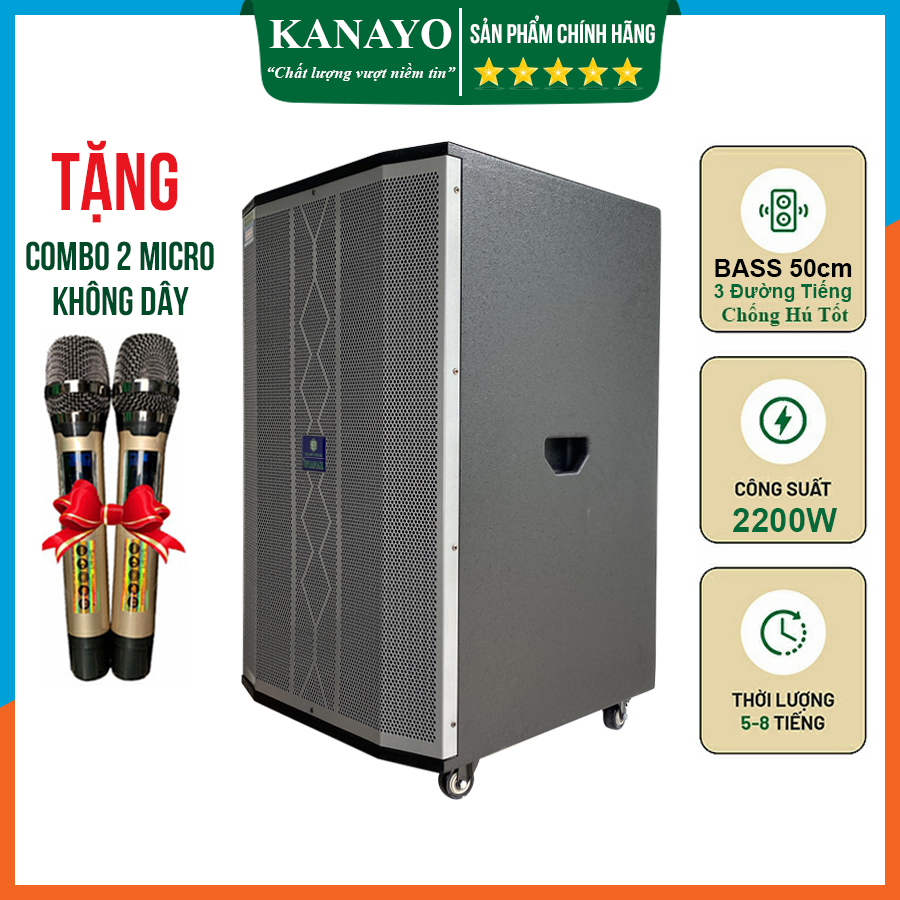 Loa kéo karaoke Kanayo K-2200 bass 50 3 đường tiếng công suất lớn 2200 Watt | Hàng chính hãng chất lượng cao, lắp ráp tại Việt Nam