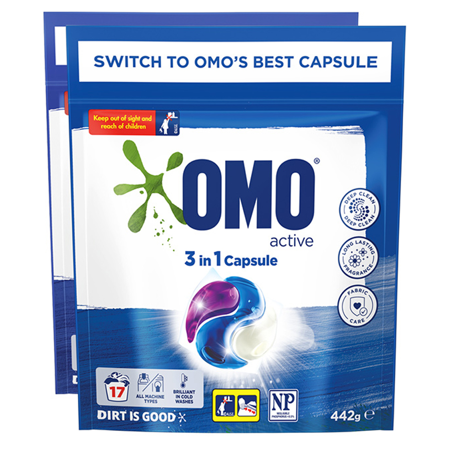 Combo 2 Túi Viên Giặt Tiện Lợi OMO công nghệ Anh Quốc - 17 viên/túi