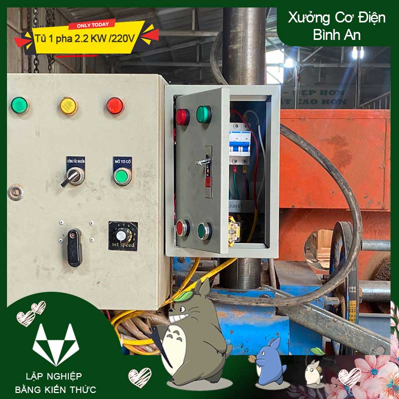 Tủ điều khiển 1 pha 2,2kw dùng điện sinh hoạt 220v chống ngắn mạch và quá dòng, điều khiển bơm, quạt