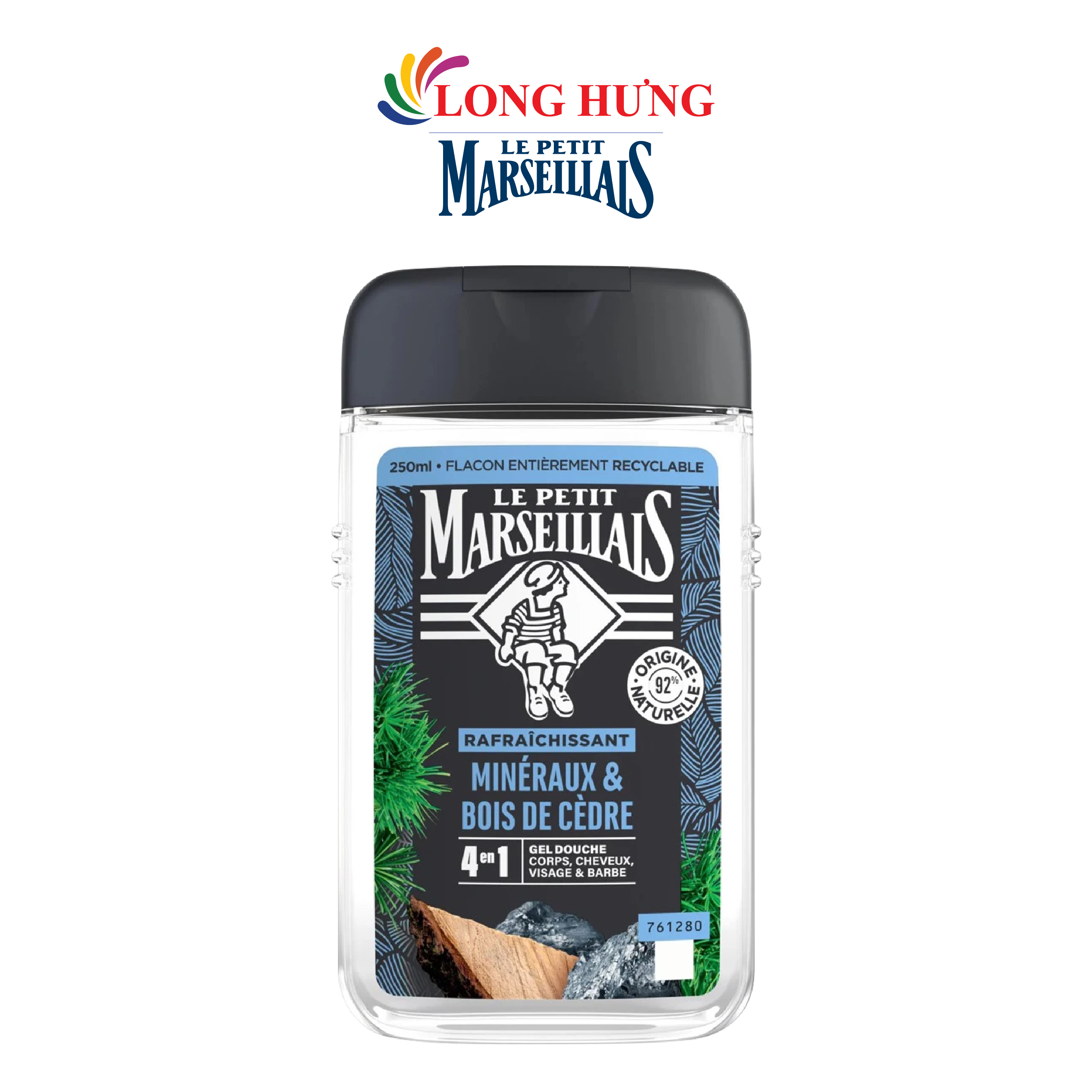 Gel tắm 92% hữu cơ Le Petit Marseillais 4 in 1 (250ml) - Hàng chính hãng