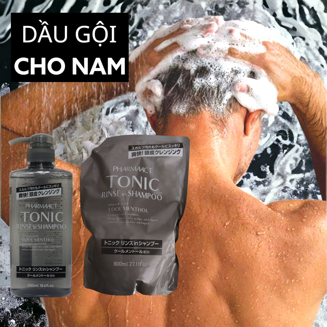 Dầu Gội Đầu Dành Cho Nam Chiết Xuất Bạc Hà Pharmaact Tonic Rinse In Shampoo  (Chai 600mL)