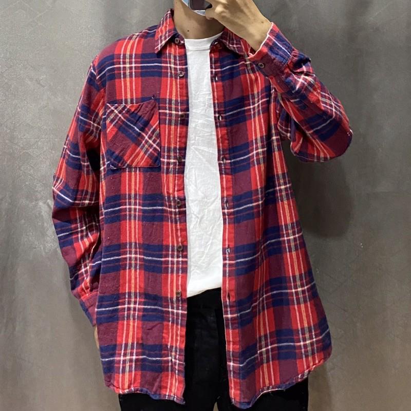 ÁO SƠ MI FLANNEL KẺ CARO MÀU ĐỎ XANH ĐEN SIZE L