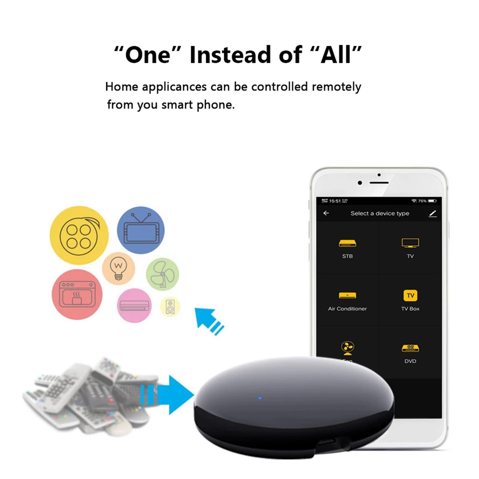 IR Remote Control for Alexa Google Home for TV DVD AC STB etc 6.4cm round
