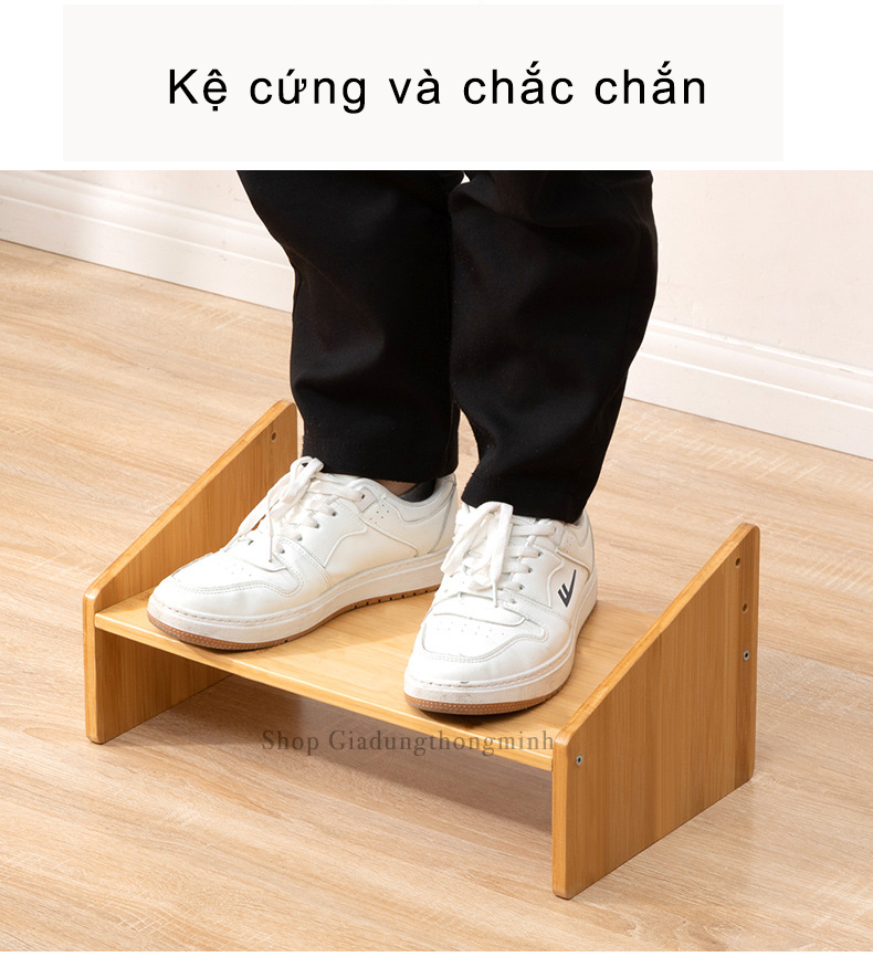 Ghế kê chân văn phòng, Kệ để chân chống mỏi chân khi ngồi làm việc, làm bằng gỗ Tre ép, Kích thước 42 x 24 x 14cm