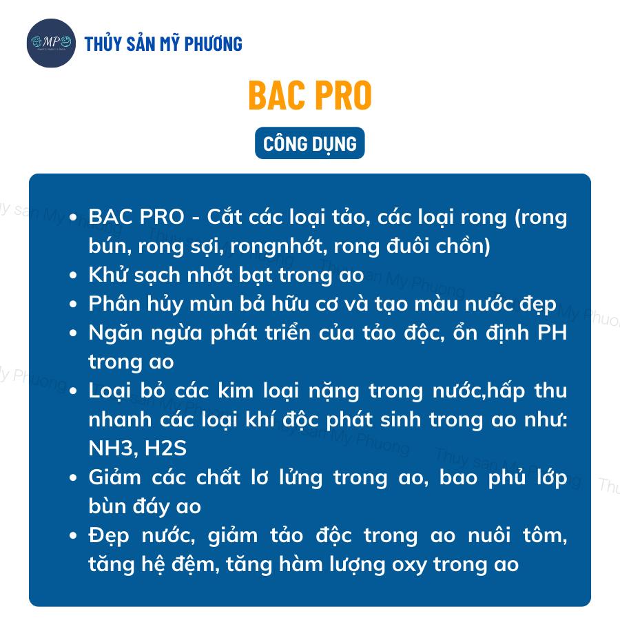 Men vi sinh nhập khẩu tẩy nhớt ao bạt cắt tảo diệt rong khí độc nấm khẩn Bac Pro bể giống tôm thẻ cá lươn ếch ốc ba ba