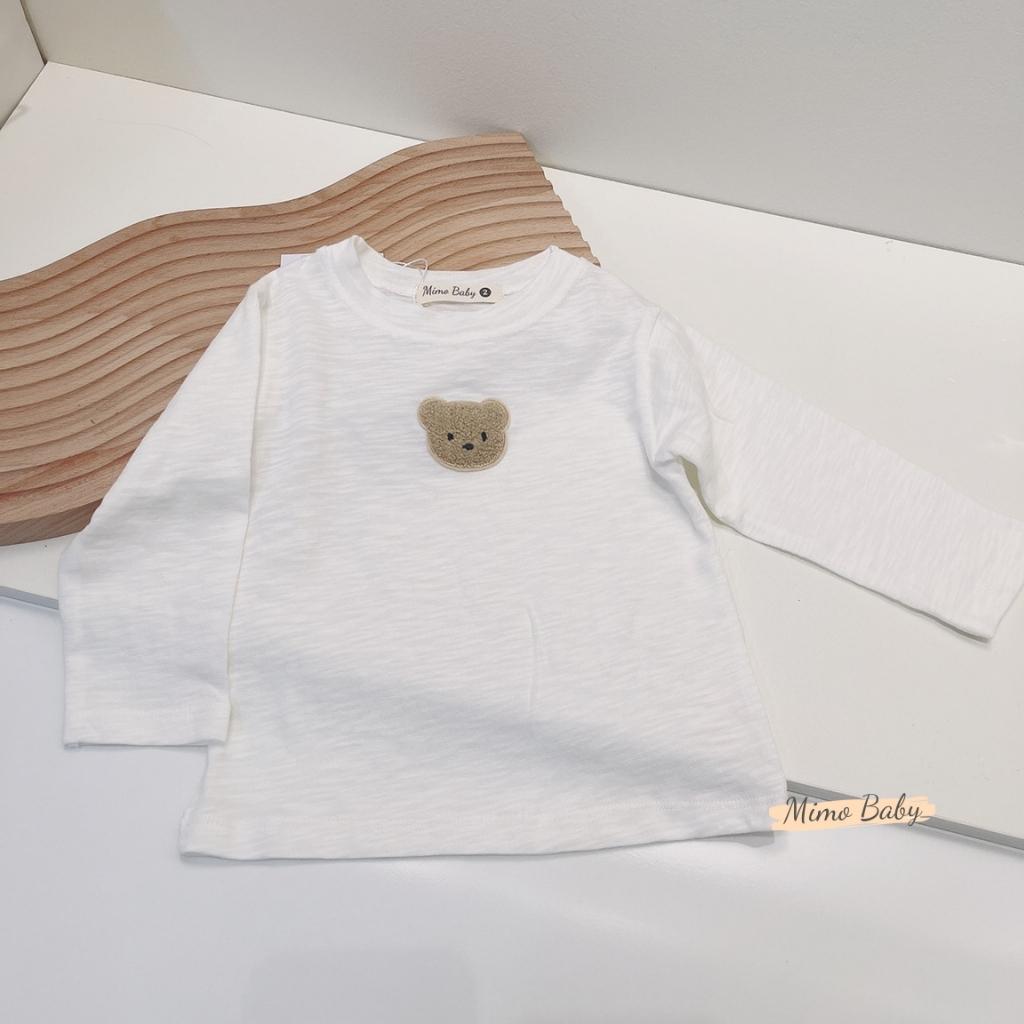 Áo phông dài tay đính gấu vải cotton xước mùa thu đông cho bé QA47 Mimo Baby